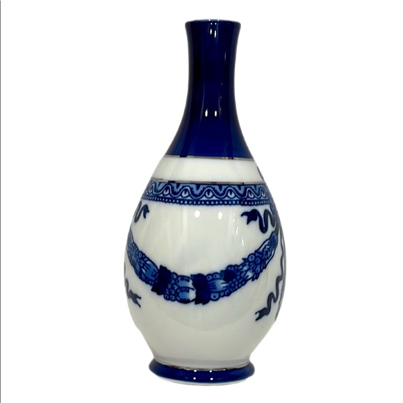 BOMBAY Vintage Blue & White with Platinum Trim Olive Oil Cruet, EUC - Picture 2 of 9